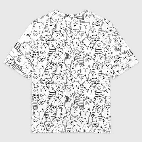 Мужская футболка оверсайз Румяная киска и серые коты / 3D-принт – фото 2