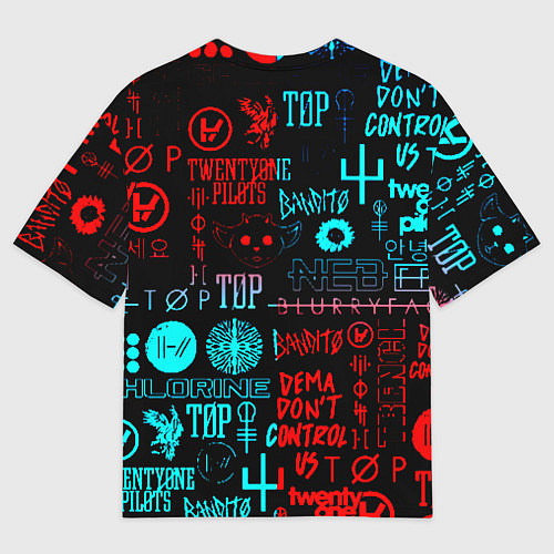 Мужская футболка оверсайз Twenty one pilots pattern music / 3D-принт – фото 2