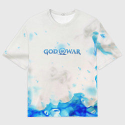 Мужская футболка оверсайз Война богов синий огонь олимпа
