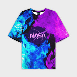 Мужская футболка оверсайз NASA neon flame