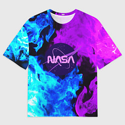 Мужская футболка оверсайз NASA neon flame