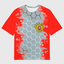 Мужская футболка оверсайз Россия абстрактные соты