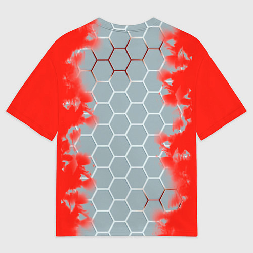 Мужская футболка оверсайз Россия абстрактные соты / 3D-принт – фото 2