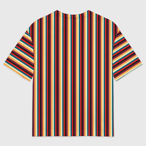Мужская футболка оверсайз Жёлтый красный и бирюзовый в сочетании полосы / 3D-принт – фото 2