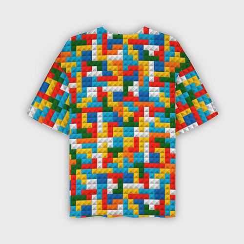 Мужская футболка оверсайз Разноцветные квадратные плитки / 3D-принт – фото 2