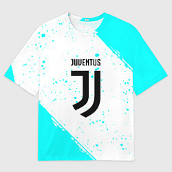 Мужская футболка оверсайз Ювентус краски голубые