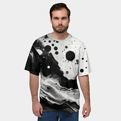 Футболка оверсайз мужская Чёрно-белая абстракция - кляксы, цвет: 3D-принт — фото 2