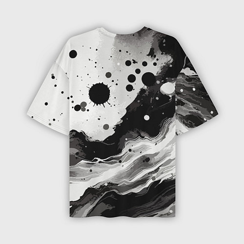 Мужская футболка оверсайз Чёрно-белая абстракция - кляксы / 3D-принт – фото 2