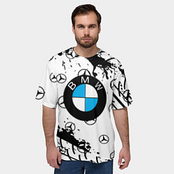 Футболка оверсайз мужская BMW x Mercedes краски, цвет: 3D-принт — фото 2