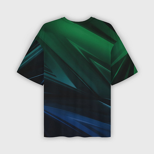 Мужская футболка оверсайз Зелено-синие абстрактные объемные полосы / 3D-принт – фото 2