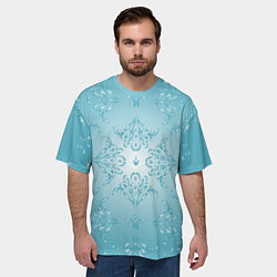 Футболка оверсайз мужская Векторные узоры на нежно-бирюзовом фоне, цвет: 3D-принт — фото 2