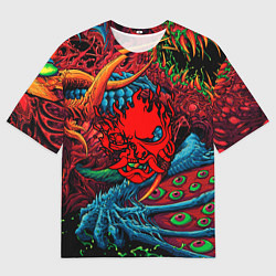 Мужская футболка оверсайз Samurai logo cyberpunk