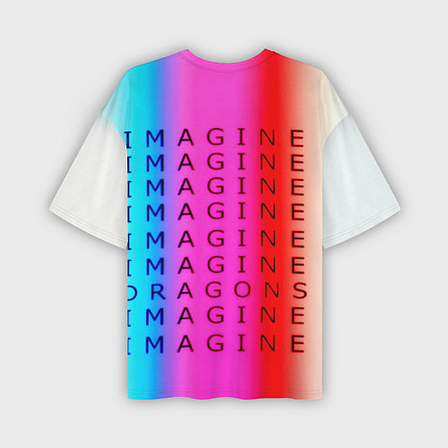 Мужская футболка оверсайз Imagine Dragons neon rock / 3D-принт – фото 2