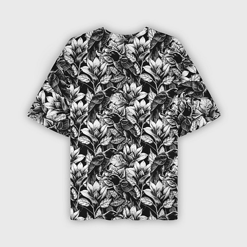 Мужская футболка оверсайз Вороны в цветах / 3D-принт – фото 2