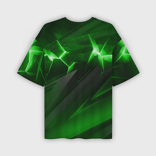 Мужская футболка оверсайз Яркая зеленая объемная абстракция / 3D-принт – фото 2