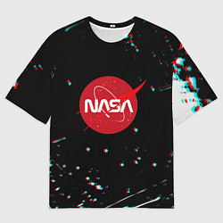 Мужская футболка оверсайз NASA glitch splash