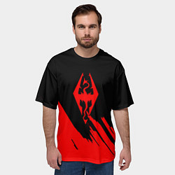 Футболка оверсайз мужская The elder scrolls красные штрихи, цвет: 3D-принт — фото 2