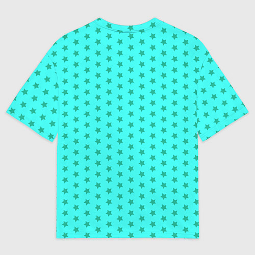 Мужская футболка оверсайз Паттерн неоновый циан со звездами / 3D-принт – фото 2