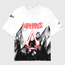 Мужская футболка оверсайз Assassins Creed огненное лого гейм