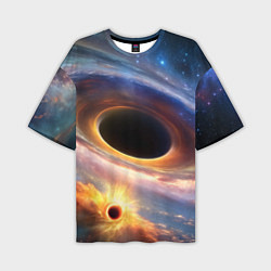 Мужская футболка оверсайз Чёрная дыра поглощает вселенную