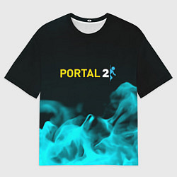 Футболка оверсайз мужская Portal fire blue, цвет: 3D-принт