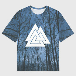 Мужская футболка оверсайз Валькнут и северный лес