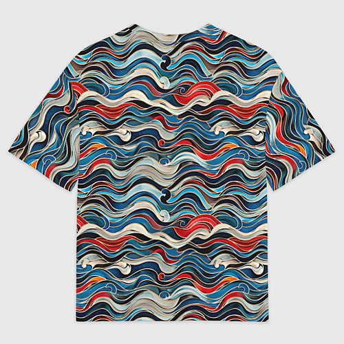 Мужская футболка оверсайз Разноцветные абстрактные волны / 3D-принт – фото 2