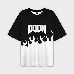 Мужская футболка оверсайз Doom fire white