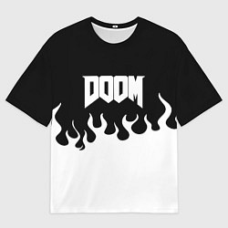 Футболка оверсайз мужская Doom fire white, цвет: 3D-принт