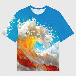 Футболка оверсайз мужская Море пива - большая волна, цвет: 3D-принт