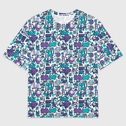 Футболка оверсайз мужская Граффити крючок и петля, цвет: 3D-принт