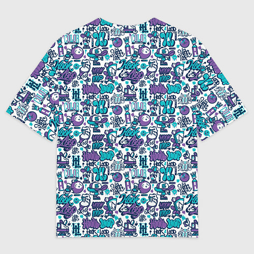 Мужская футболка оверсайз Граффити крючок и петля / 3D-принт – фото 2