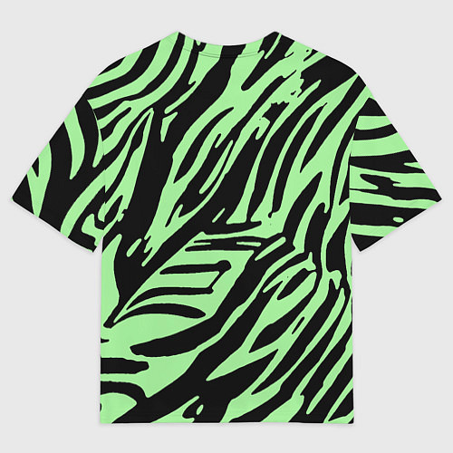 Мужская футболка оверсайз Чёрно-зелёный полосками / 3D-принт – фото 2