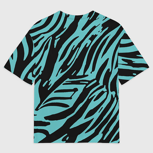 Мужская футболка оверсайз Чёрно-голубой полосатый / 3D-принт – фото 2