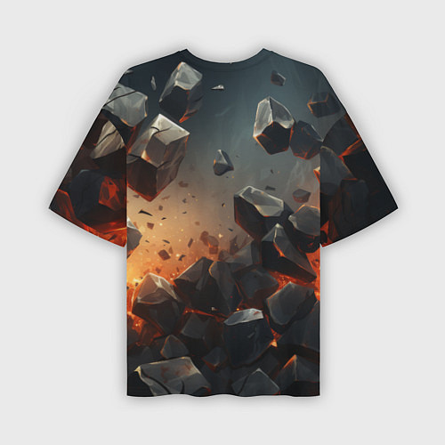 Мужская футболка оверсайз Эпичный взрыв из камней / 3D-принт – фото 2
