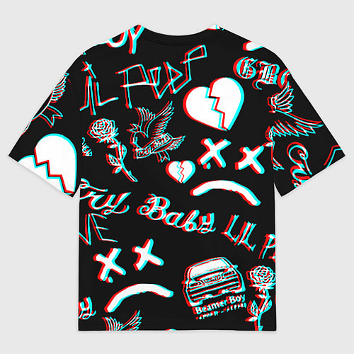 Мужская футболка оверсайз Lil Peep logo glitch / 3D-принт – фото 2
