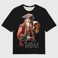 Футболка оверсайз мужская Старый пират с кружкой пива, цвет: 3D-принт