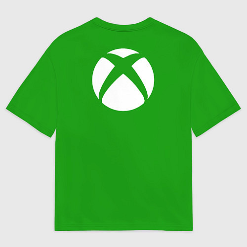 Мужская футболка оверсайз X-box logo green / 3D-принт – фото 2