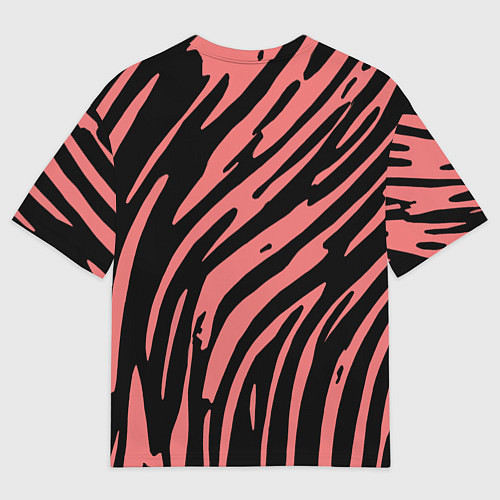Мужская футболка оверсайз Чёрно-розовый полосами / 3D-принт – фото 2