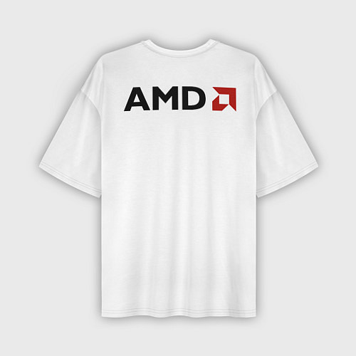 Мужская футболка оверсайз AMD ryzen logo white / 3D-принт – фото 2