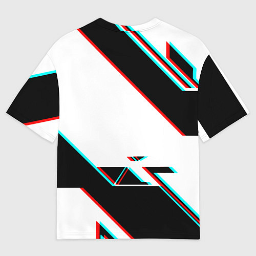 Мужская футболка оверсайз Россия спортивная геометрия глитч / 3D-принт – фото 2