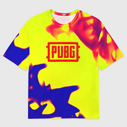 Мужская футболка оверсайз PUBG neon flame