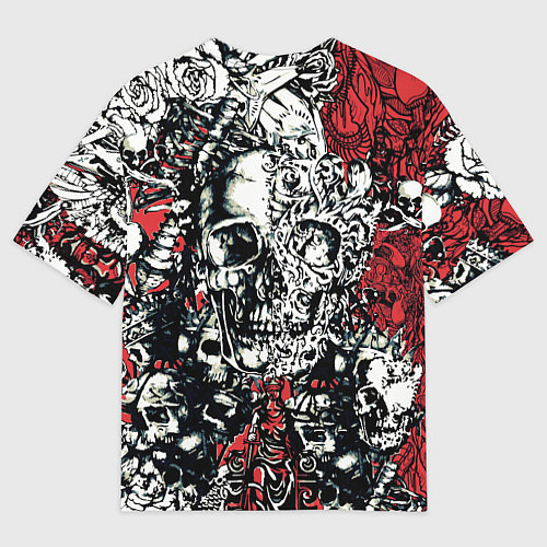 Мужская футболка оверсайз Linkin Park на фоне татуировки черепов и скелетов / 3D-принт – фото 2