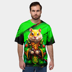 Футболка оверсайз мужская Хомяк самурай, цвет: 3D-принт — фото 2