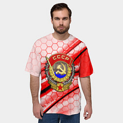 Футболка оверсайз мужская СССР текстура броня, цвет: 3D-принт — фото 2