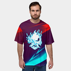 Футболка оверсайз мужская Samurai geometry stripes neon, цвет: 3D-принт — фото 2