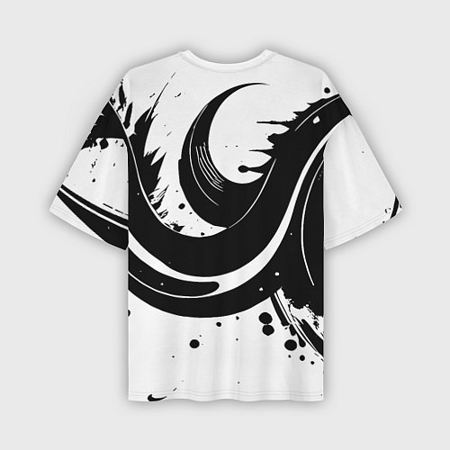Мужская футболка оверсайз Чёрно-белая экспрессивная абстракция / 3D-принт – фото 2