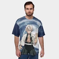 Футболка оверсайз мужская Столп Ветра Санеми Шинадзугава, цвет: 3D-принт — фото 2