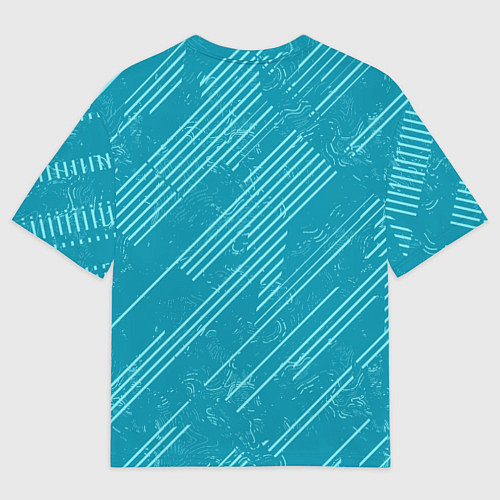 Мужская футболка оверсайз Абстракция светлые линии на зеленом фоне / 3D-принт – фото 2