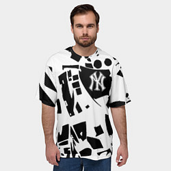 Футболка оверсайз мужская New York yankees - abstraction, цвет: 3D-принт — фото 2